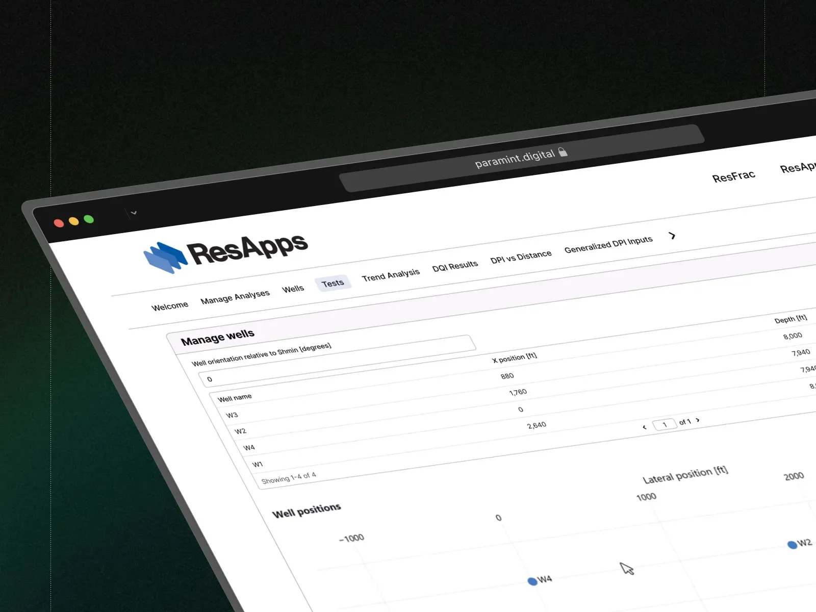 ResFrac reservoir analysis tools interface
