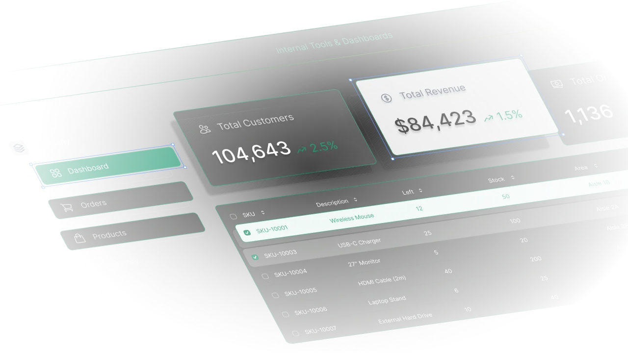 Internal tools and dashboard interface